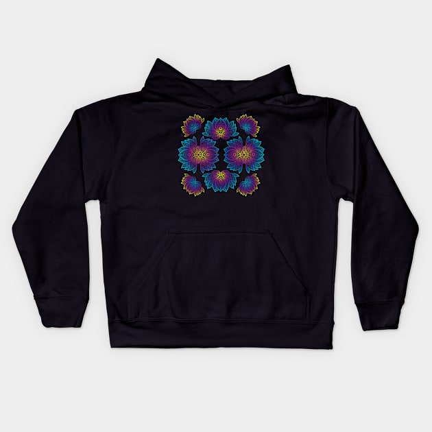 Psychedelic Art Lotus Flower Kids Hoodie by glintintheeye